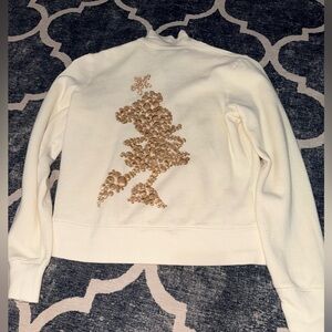 Walt Disney world Parks Cream Sweatshirt Minnie Mouse Embroidered Gold Bubble M